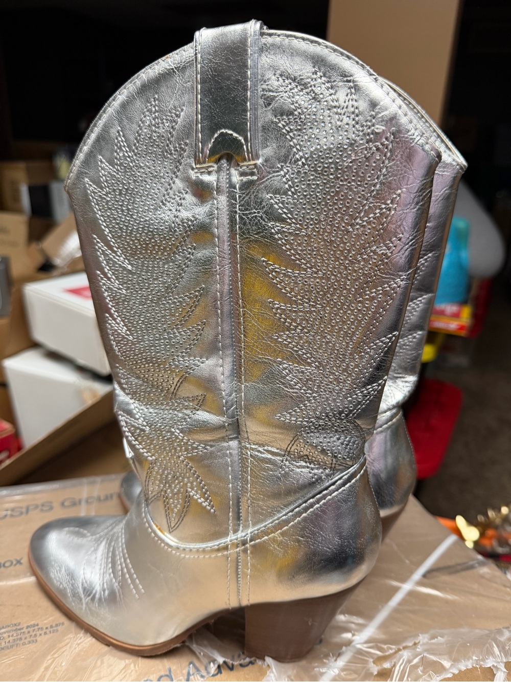 DISCONTINUED Miranda Lambert Rhinestone Silver Women's Heeled Cowboy Boots
